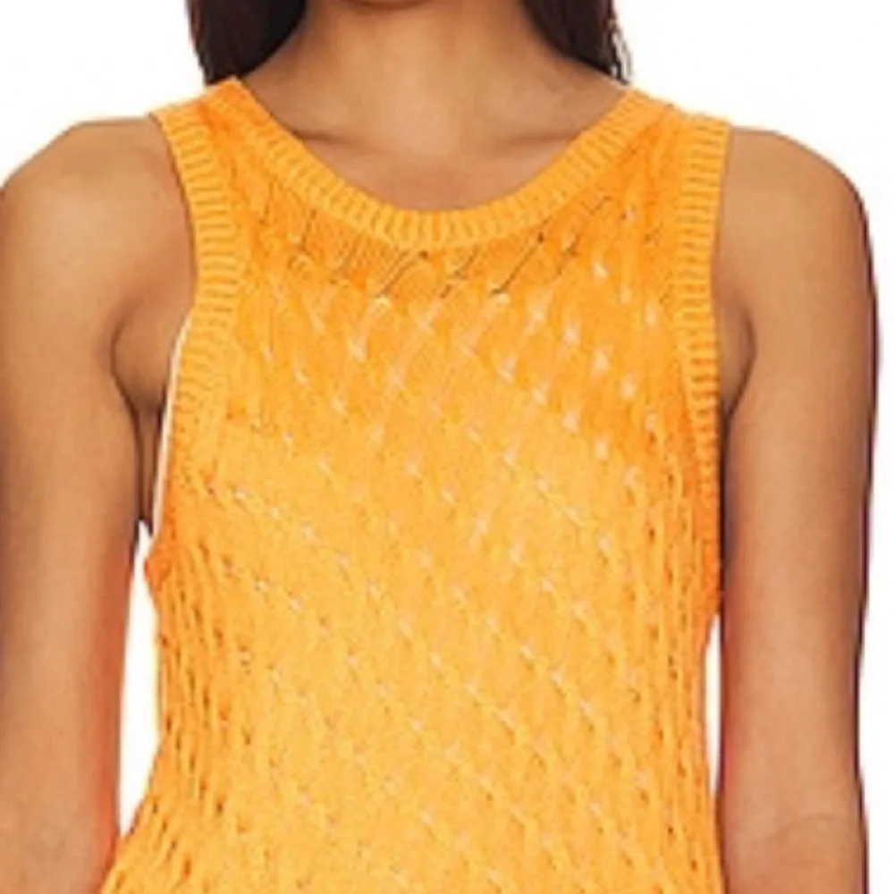 Crochet Knit Midi Dress Orange | Asymmetrical Bodycon Summer Style size small - Picture 4 of 4